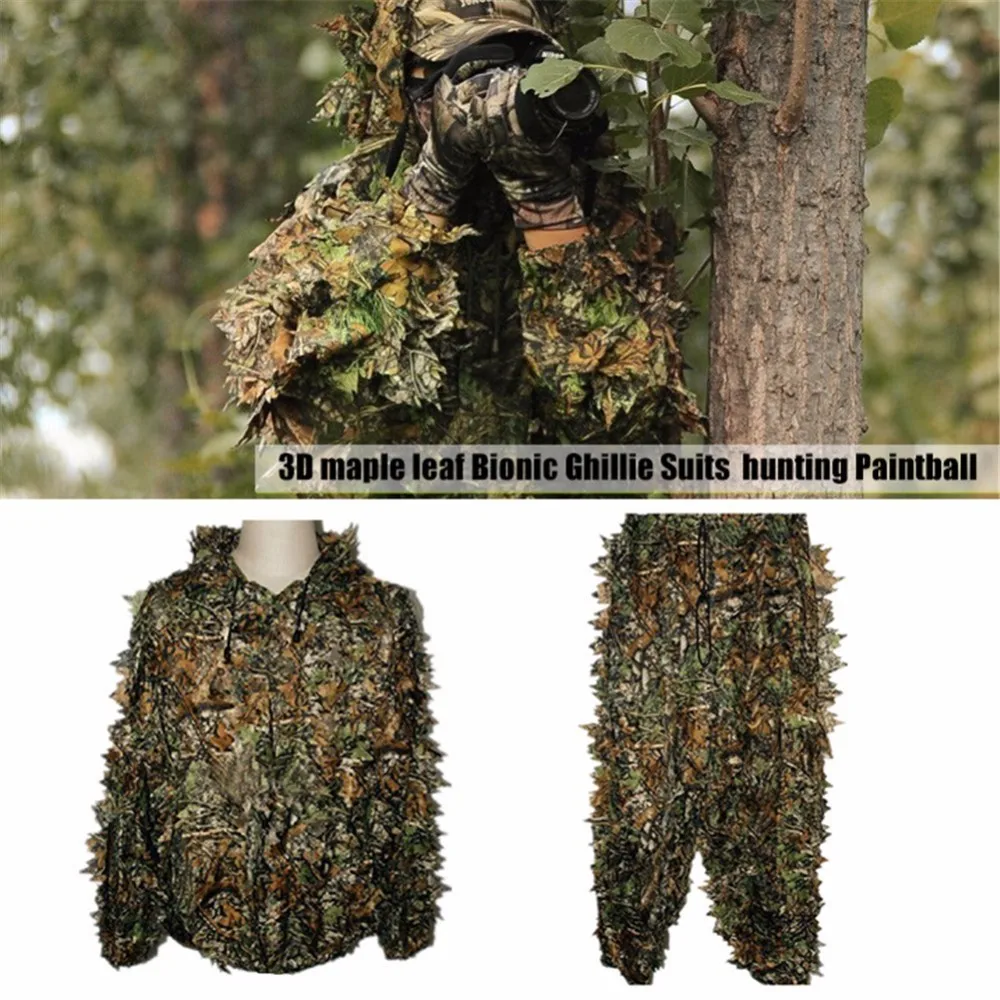 Охота Ghillie костюм 3D бионический камуфляж лист джунгли лес наблюдение за птицами
