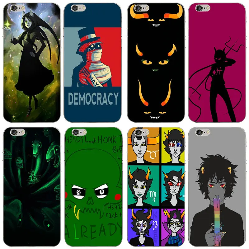 

Soft TPU Silicone Mobile Phone Case for iPhone 8 7 6 6S PlusX XR XS Max 10 5 5S SE 5C Bags Fashion Homestuck Aspects Teeth Horns