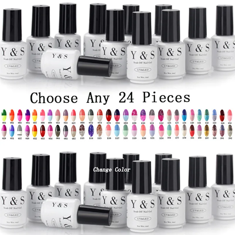 

Y&S 8ml Temperature Changing Color Gel Varnish Set 24Pcs/Set Pick Any 24 Colors UV Gel Polish Hot Sale Nail Art Tool