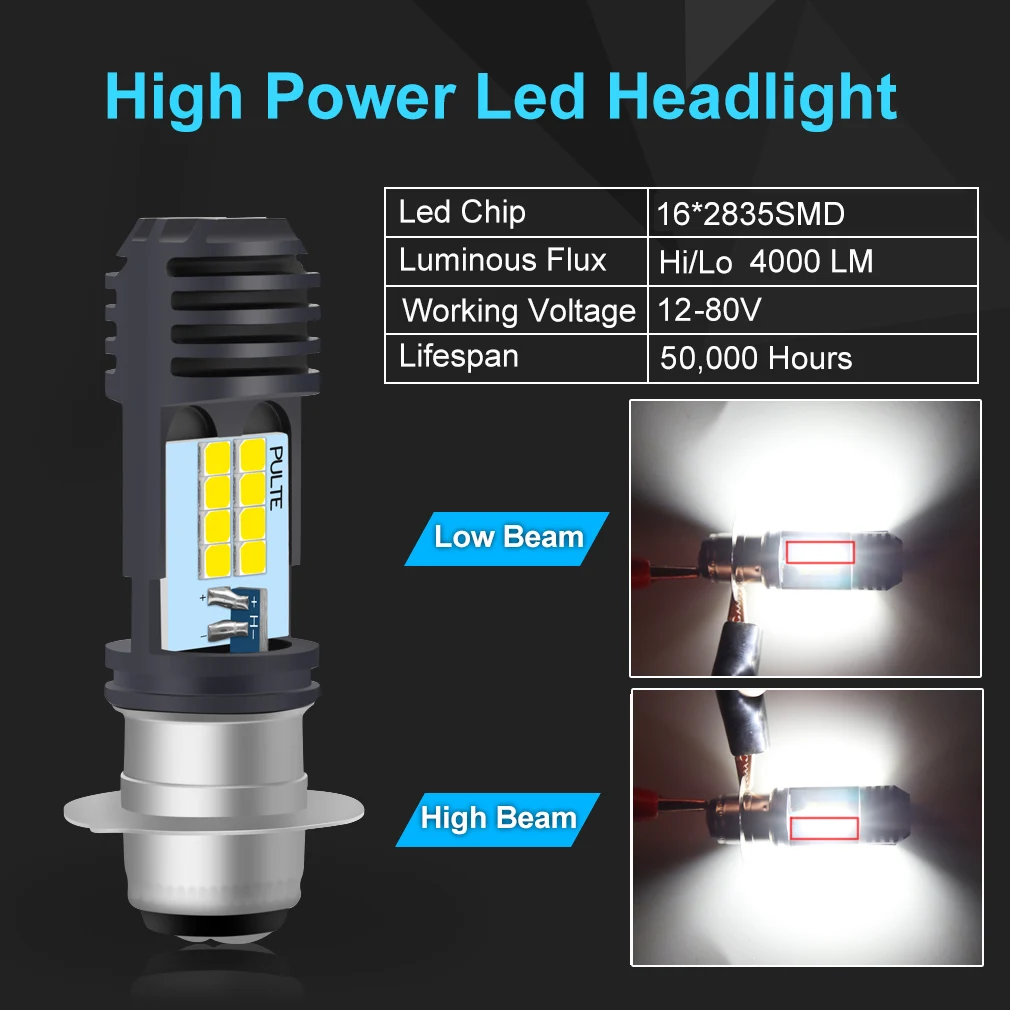 P15D H6M 16 LED CSP Chips мотоциклетный Головной фонарь для мотоцикла скутера