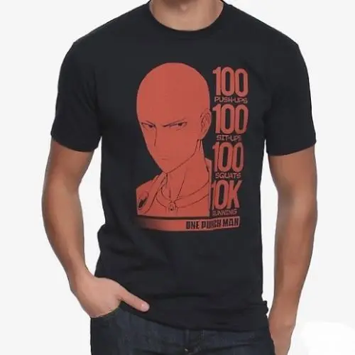 Один удар человек Сайтама тренировки 10 K Футболка NWT 100% Аутентичные Редкие! 2019 модная футболка Летняя мужская модная футболка 2019 Красивые
