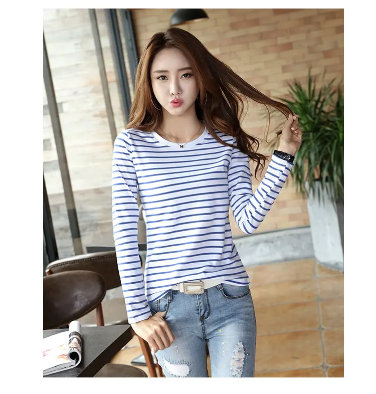 Autumn Winter Striped T-shirt Women Casual Plus Size Tops Tees Femme Long Sleeve Women Cotton Tshirt Camisetas Mujer 2019 (6)