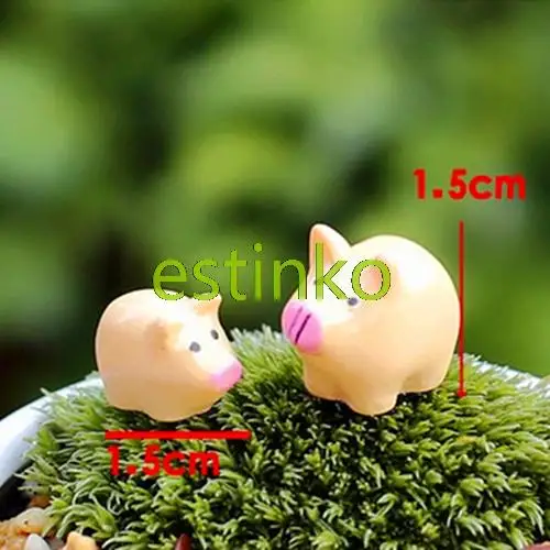 Micro Landscape Crafts Cute Pigs 2pcs/set Resin Mini Ornament Scenery Bonsai Accessory for Flower Pot Decoration Free Shipping