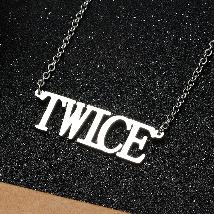 

Korean Fashion KPOP TWICE Name Letter Stainless Steel Pendant Necklace Friend Gift Collection