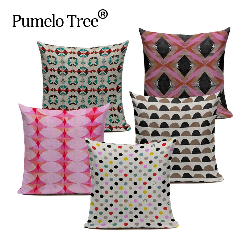 

Abstract Pattern Circles Fuchsia Diamond Cushion Cover Car Sofa Home Decor Linen Pillow Cover Throw Pillows Pillowcase Custom