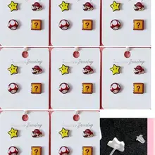 Новинка, 10 пар, Мультяшные Супер Марио, милые модные Мультяшные серьги-гвоздики, милые серьги для женщин, девушек, подарки на вечеринку