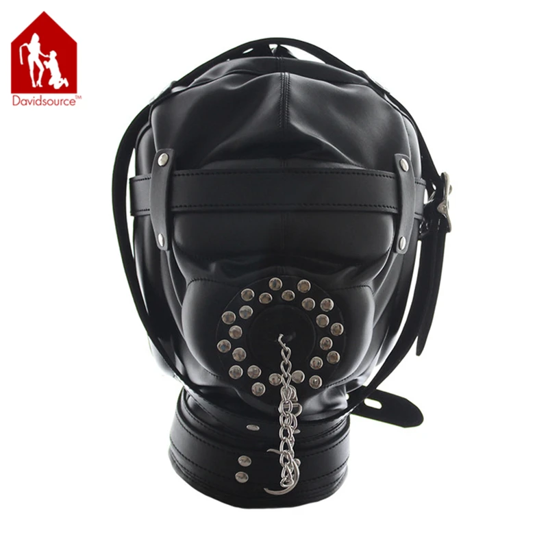 Davidsource Lace up Leather Sealed Hood With Lockable Belt Blow Job