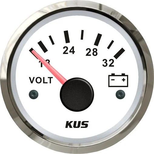 KUS DN52mm черный/белый вольтметр 18-32 V(PN: KY13001/KY13101 - Цвет: WS