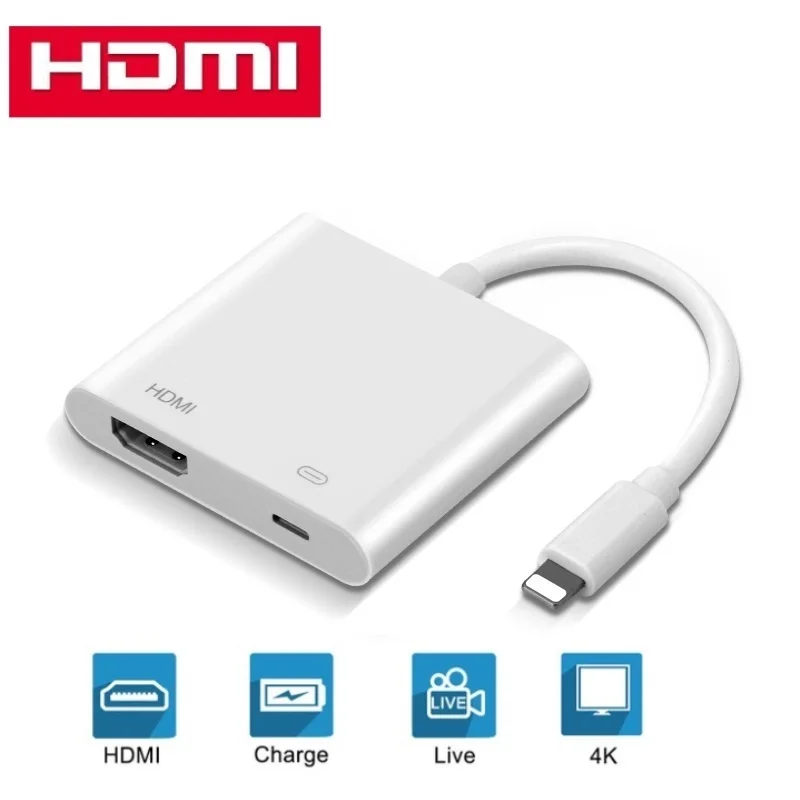 Цифровой av-адаптер для Lightning-HDMI кабель для Apple iPhone X XS Max 11 Pro 8 7 iPad HDMI Кабель-адаптер аудио-видео адаптер