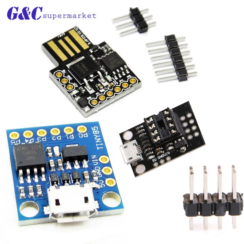

Digispark kickstarter miniature minimal development board ATTINY85 module for Arduino usb