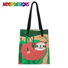 Бесшумные дизайнерские сумки животное Ленивец Печать Tote Сумки из искусственной кожи Складная хозяйственная сумка очаровательные многоразовые сумки на плечо для девочек женские на заказ
