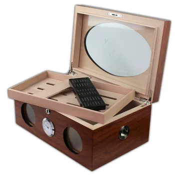 

2018 new type COHIBA Luxury Cedar Wood Cigar Humidor Pretty Storage Box with Lock Humidifier Hygrometer nice
