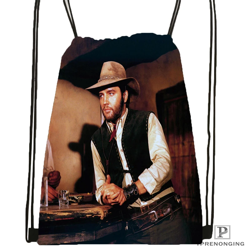 Custom Elvis Presley Drawstring Backpack Bag Cute Daypack Kids Satchel Black Back 31x40cm 180531 02 33