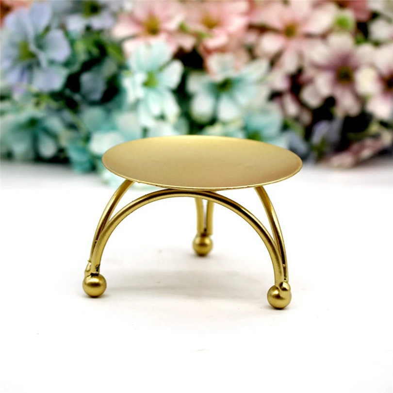 

1PCS Iron Candle Holder Round Table Golden Candlestick for Party Wedding Ornament home decoration accessories modern living room