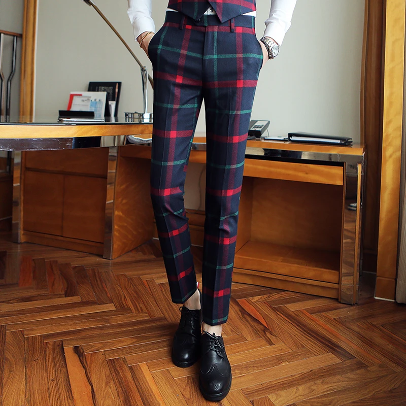 Plaid trousers for men Clearance
