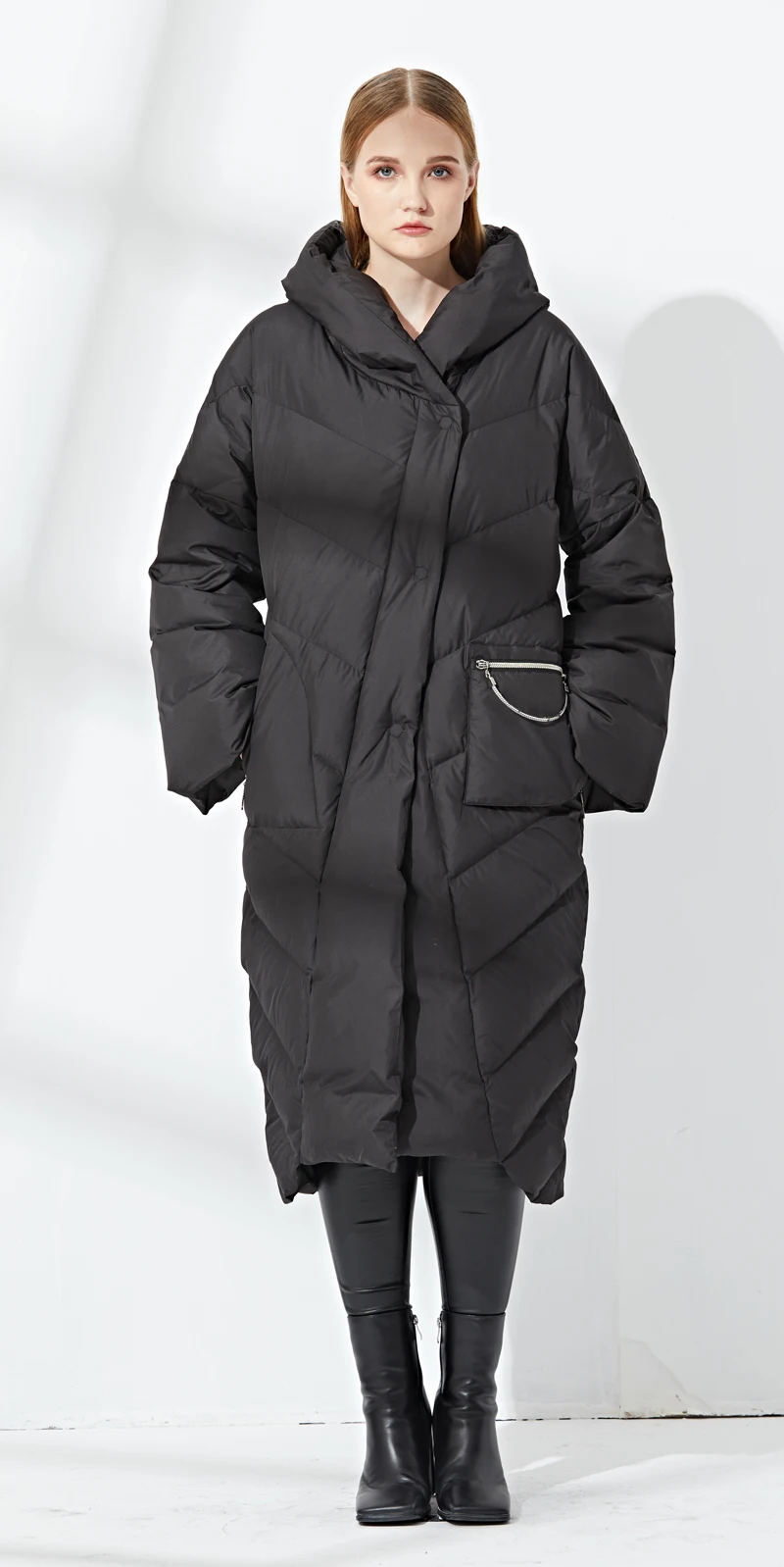Зимний европейский модный длинный пуховик с капюшоном для женщин, большой размер, теплое зимнее пальто, женская верхняя одежда