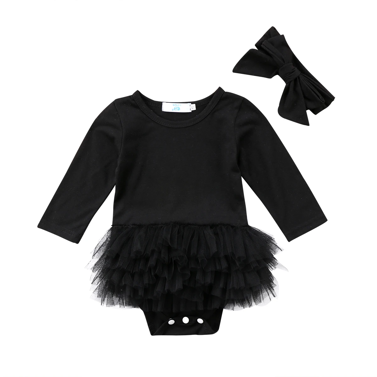 

DNOV Infant Newborn Baby Girls Romper Black Lace Tutu Jumpsuit Outfit Clothes baby Clothing