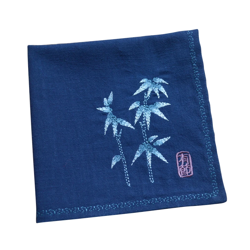  Bamboo Retro embroidered cotton and linen handkerchief birthday guests Chinese wind elders gift