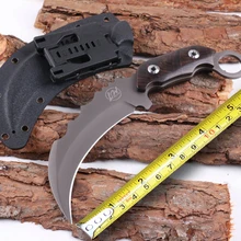 L. w Karambit охотничьи закрепленные ножи, 440C Лезвие Ebony Ручка тактический нож, нож для выживания