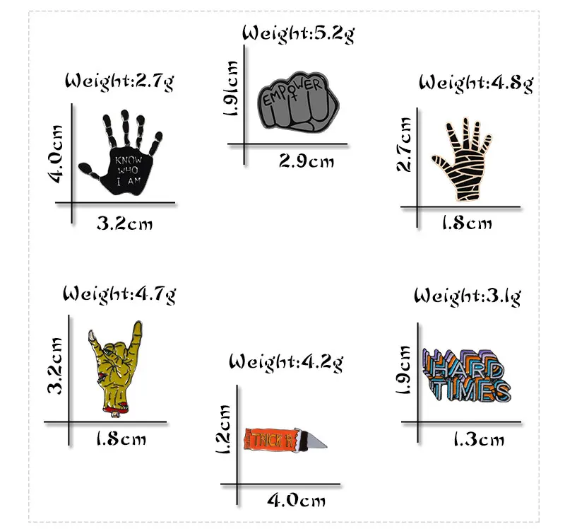 Модные Рок, хип-хоп жесты эмалированные шпильки жесткие раз письмо мощность брошь кулак для мужчин и женщин шляпа панка одежда нагрудные булавки бижутерия
