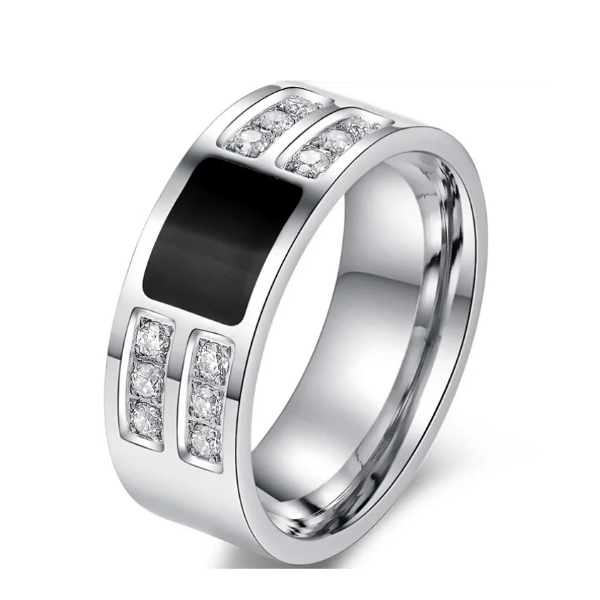 Men's ring Jewelry wholesale Stainless Steel Beauty Crystal Mens Rings