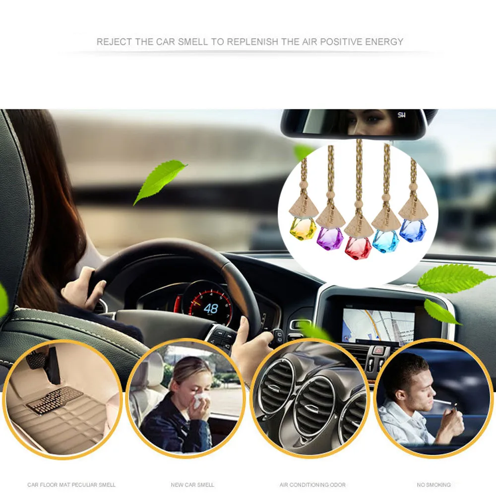 Car Hanging Perfume Pendant Fragrance Air Freshener Empty Glass Bottle Diffuser Automobiles Ornaments 4.0