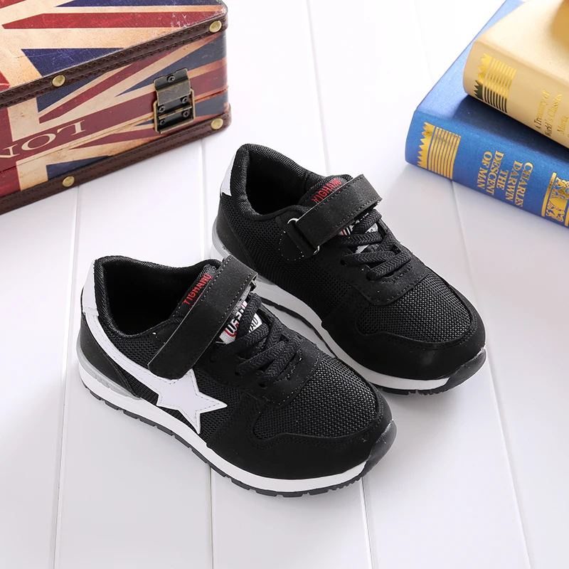 PDEP New Spring Breathable Children Girl Black Sneaker Sport Shoes