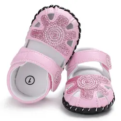 Для новорожденных обувь для девочек из искусственной кожи нескользящая резиновая мягкая подошва Prewalker Принцесса обувь Мокасины