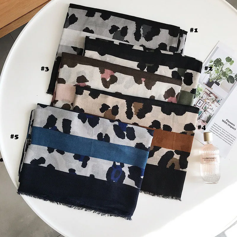 

2018 Newest Women Leopard Pattern Cotton Frayed 5Colors 10PCS/LOT