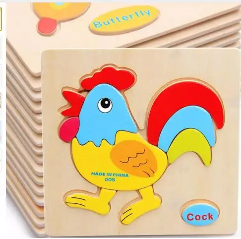 

15*15Cm Cartoon Wooden 3D Animal/Fruit/Traffic 28 Styles Puzzle Toys Boy And Girl Early Educational Toy Random Send