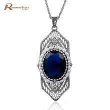 Чистое Серебро 925 пробы натуральный жемчужный кулон ожерелье для лучшего друга синий кристалл ювелирные изделия свадебное ожерелье аксессуары