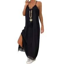 Newest 2019 Women Spring Summer V Collar Sexy Open Back Slim Lace Loose Casual High Waist Solid Color Sling Dress #2019.6.22 solid color open back lace up sexy halter denim dress for women
