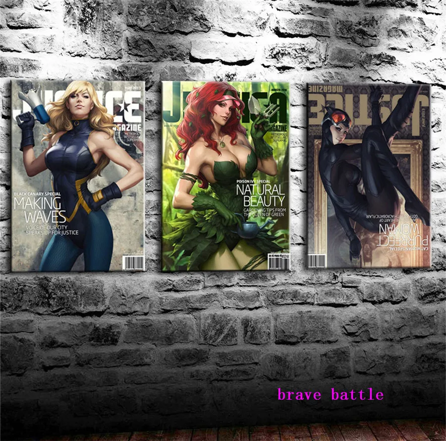 

Girls on Fashion DC Vs Marvel 3 Panel Wall Art Oil Painting Poster Canvas Painting Print Pictures for Living Room Home Decor