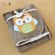 Topsale Adorable Newborn Cozy Blanket New Thicken Double Layer Fleece Infant Swaddle Bebe Owl Stroller Wrap Baby Bedding Blanket