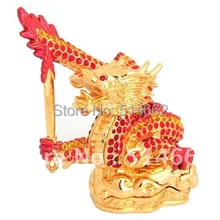 Фэн Шуй украшенный красным металлом Статуэтка дракона пламенный меч китайского статуи дракона