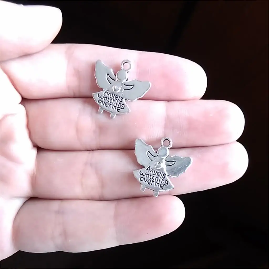 6Pcs Letter Angels Watch At Me 21 20mm DIY Retro Silver Jewelry Bracelet Necklace Pendant Free 