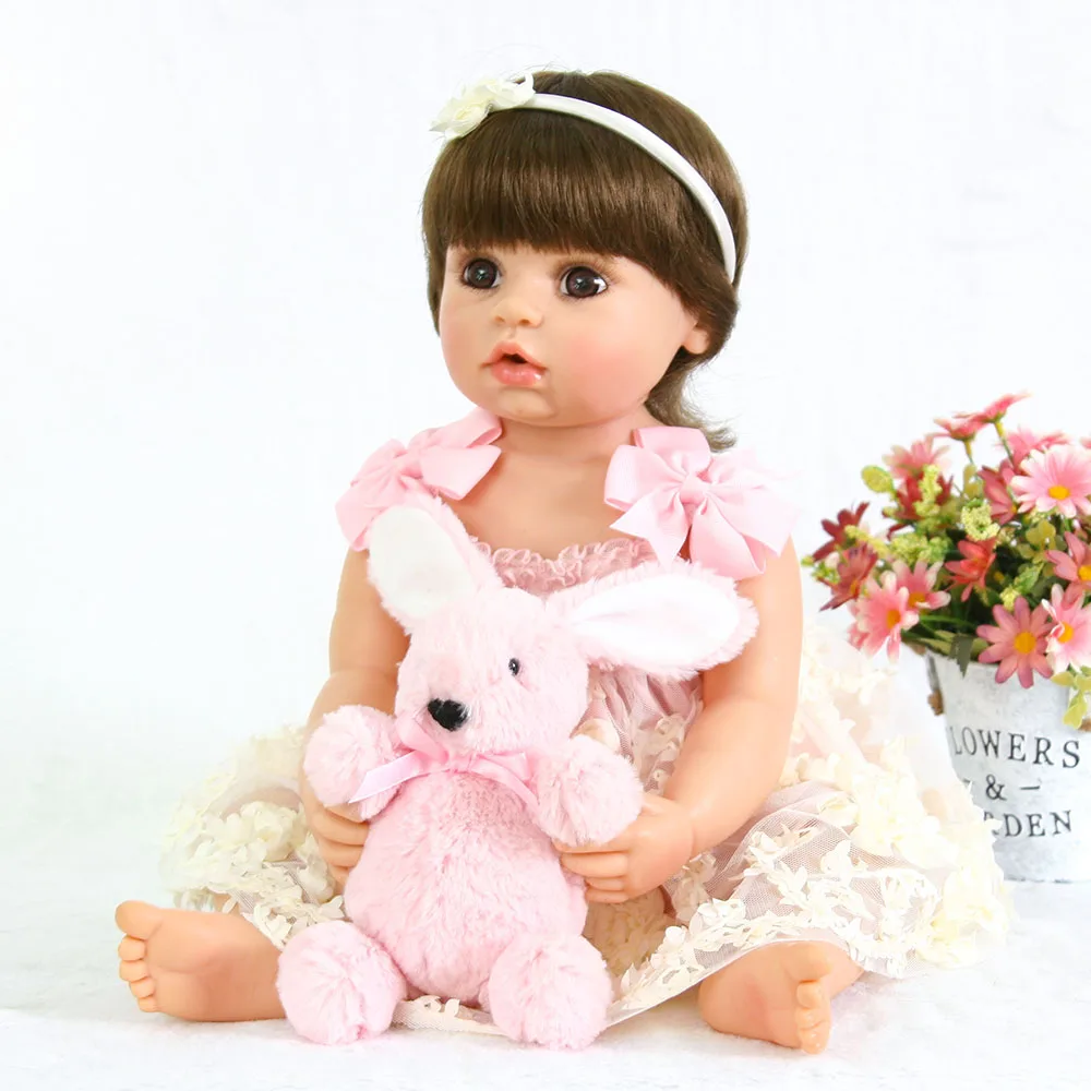 

2018 New 22" bebe real Reborn Doll Reborn Babies Silicone Lifelike Baby Dolls Kids Growth Partners Birth Reborn Juguetes