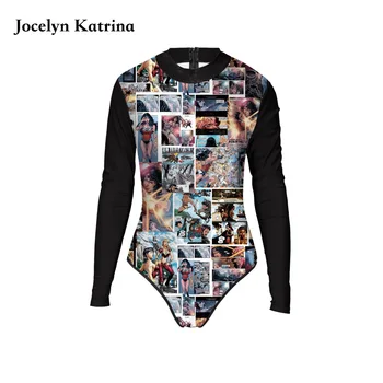 

Jocelyn Katrina 2017 Floral Print Bikini Swimsuit Women Long Sleeve Swimwear Surfing Swim Bathing Suits High Waist Beachwear