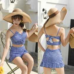 Women Sexy Plaid Bikini Push-Up Padded Off Shoulder Crop Tops+Pants Set Swimwear Bathing Suit Beachwear Summer Women Sexy Plaid Bikini Push-Up Padded Off Shoulder Crop Tops+Pants Set Swimwear Bathing Suit Beachwear Summer
