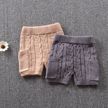 Новые осенне-зимние трикотажные короткие штаны модные повседневные брюки с карманами Классические хлопковые штаны для мальчиков и девочек, одежда для детей от 1 до 5 лет