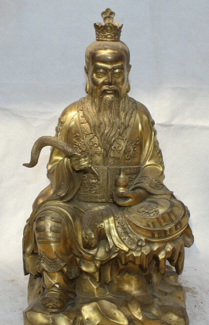 

JP S62 16" Chinese Brass Seat Taoism Taoist Priest Lao Jun God Gourd Statue Sculpture B0403