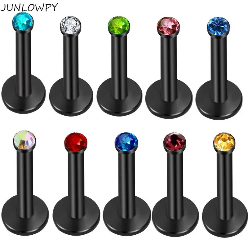 JUNLOWPY Titanium Anodized Stainless 16G Labret Monroe Lip Rings Body Jewelry Tragus Helix Piercing Earring Studs Barbell 100pcs