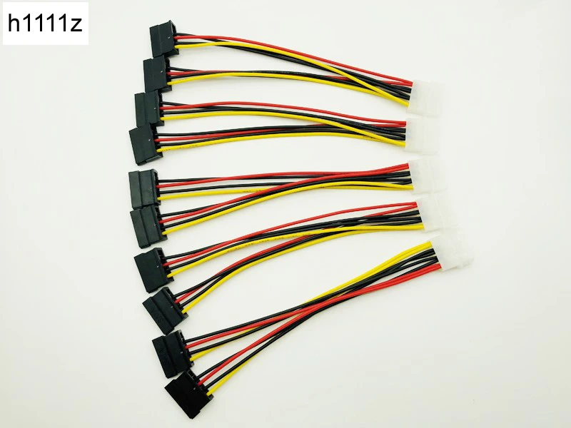 5PCS SATA Power Cable Splitter Molex 4pin Male to Serial ATA 15pin x 2 Female Y Hard Drive Cables 20CM for Bitcoin Miner Mining