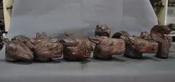 Античный китай Хуншань Культура старые нефрита резные 12 Зодиак Животных Глава Статуя Набор
