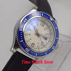 44 мм без логотипа мужские часы белый циферблат Дата световой керамический ободок Miyota 8215 автоматический механизм наручные часы для мужчин 151