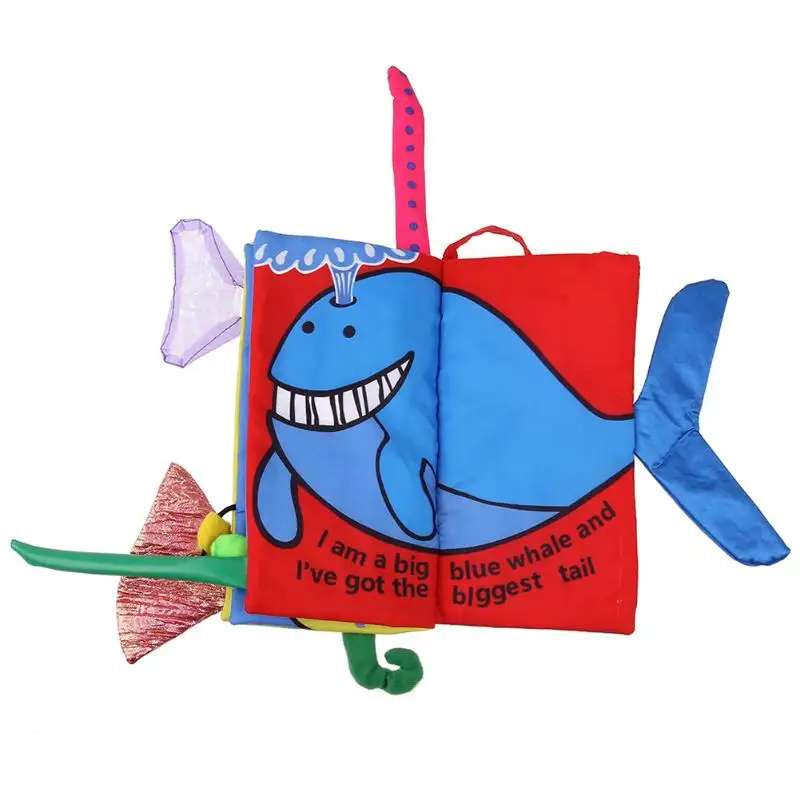 Soft Cloth Book for Baby Cartoon Ocean Animals Knowledge Cloth Books Childrens Room Decor Baby Infant Early Development Toys
