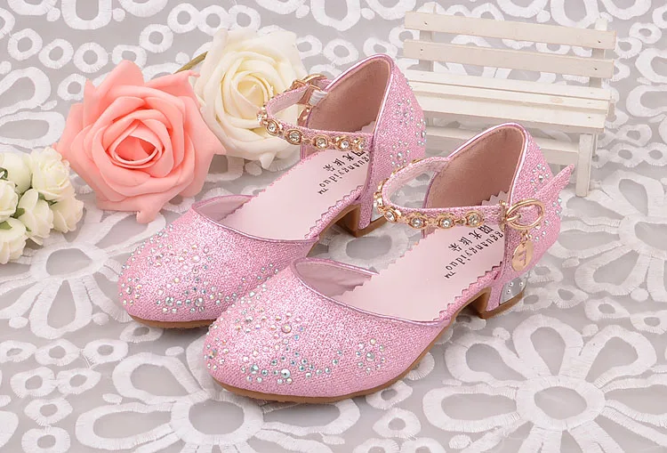 Свадебные туфли дети блеск обуви Детский праздник Обувь для девочек Благородный Свадебные туфли дети ПУ обуви Детский праздник Обувь для девочек для танцев - Цвет: Розовый
