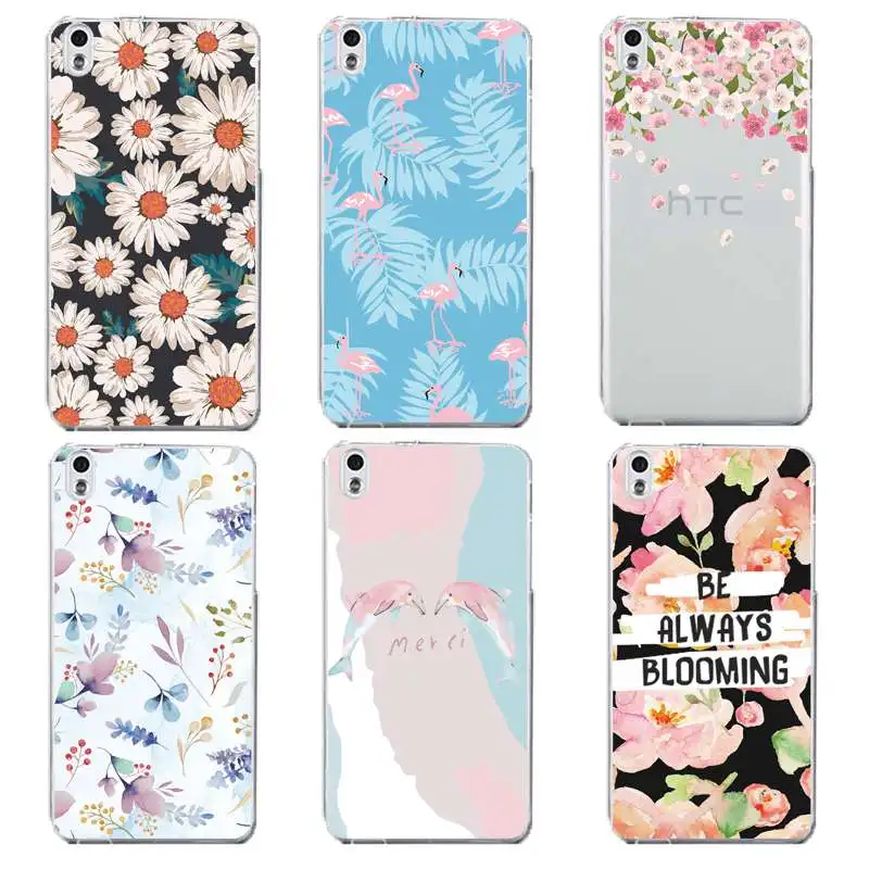 

Flamingo Soft Clear TPU Phone Case For HTC D820 M8 M9 A9 Flora Fish Blooming Silicone Printed Protective Cover Free Shipping