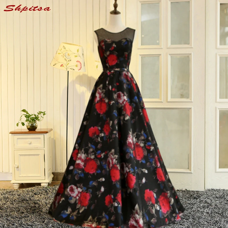 

Floral Long Evening Dresses Party 2018 Women A Line Plus Size Elegant Formal Evening Gowns Dresses