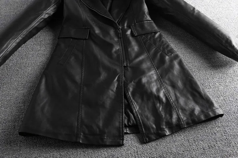 Кожаная женская куртка 2xl 3xl зимняя куртка с хлопковой подкладкой тонкая женская утолщенная мотоциклетная куртка на молнии с воротником